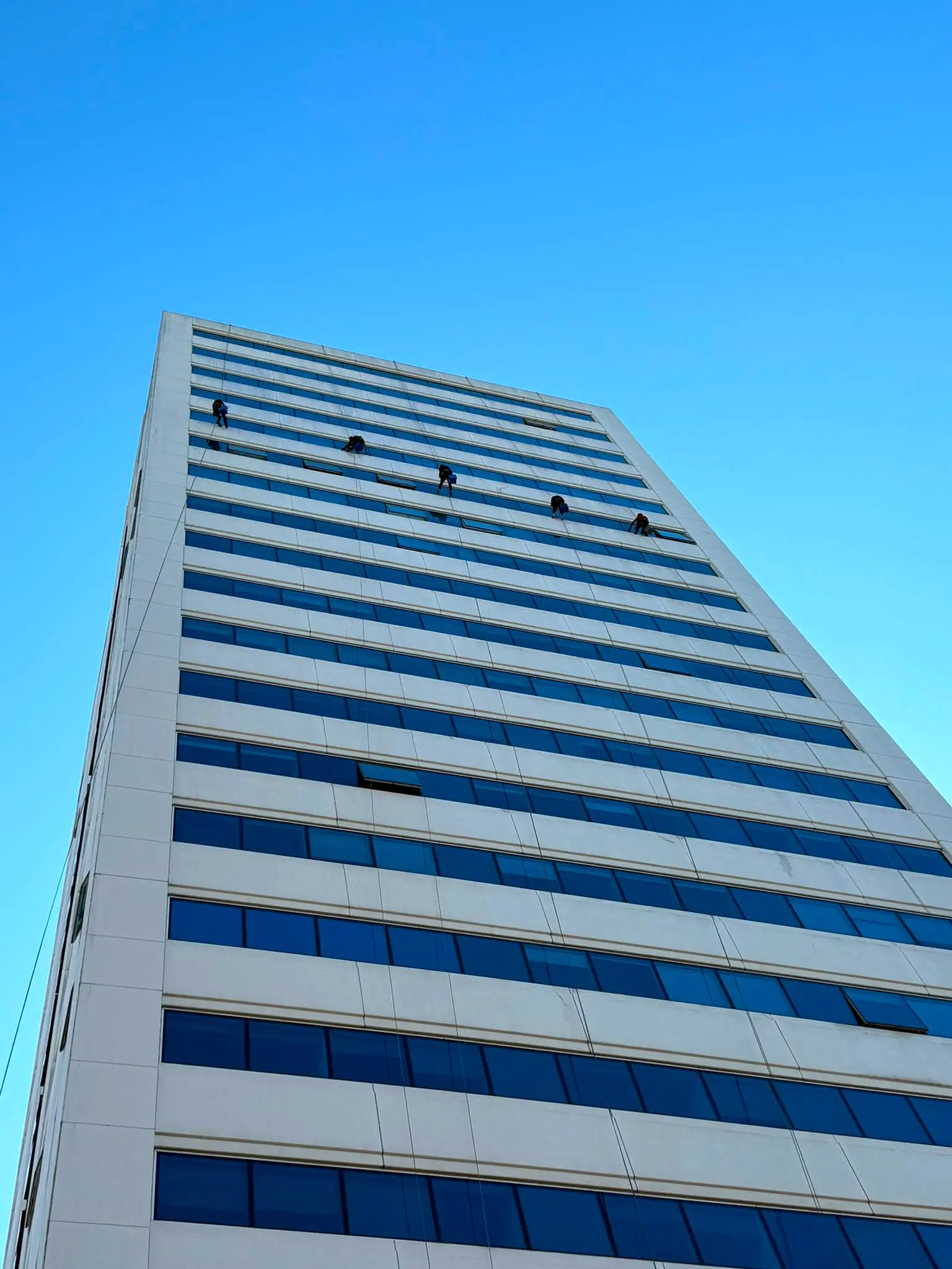 İple erişimle koordineli cephe temizliği · Levent, İstanbul